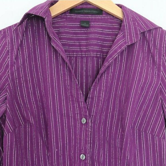 Express Purple & Silver Button Down Shirt - Size S - Picture 1 of 3